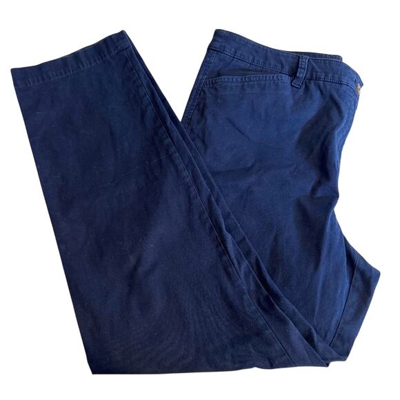 Talbots pants The Perfect Chino navy blue cotton stretch pockets zip fly Sz 14 - Picture 1 of 8